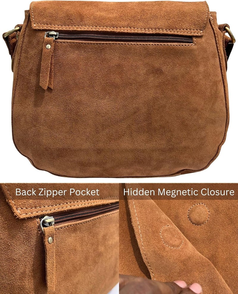 Rustic Town Leather Crossbody Satchel Bag Vintage Purses Handbags for Women - Image 5